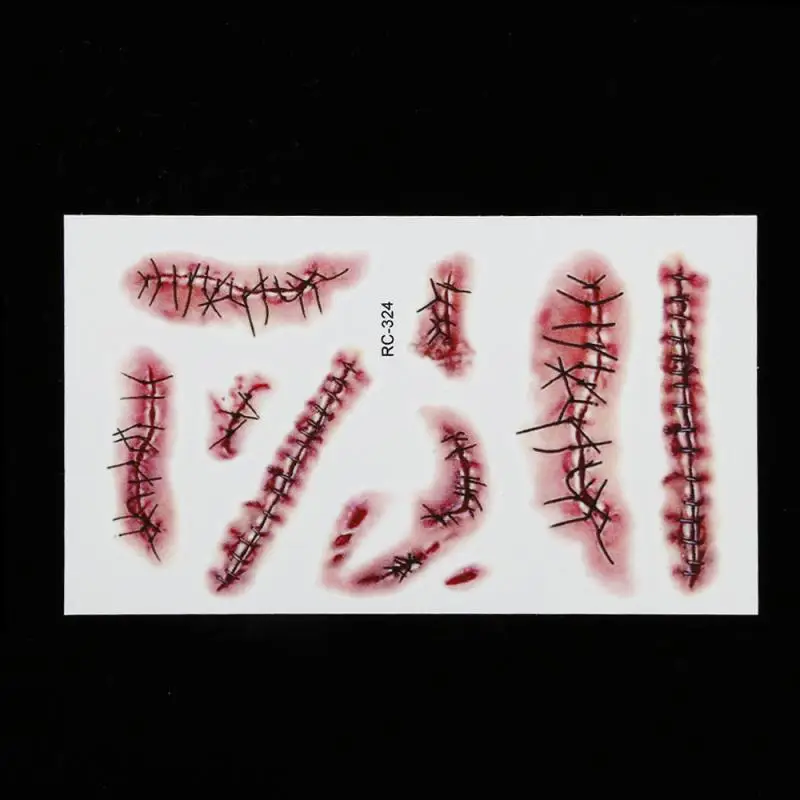 Stitched Wound Scary Scars Temporary Tattoo Sticker Waterproof Instant Convenient For Halloween Decor New | Игрушки и хобби