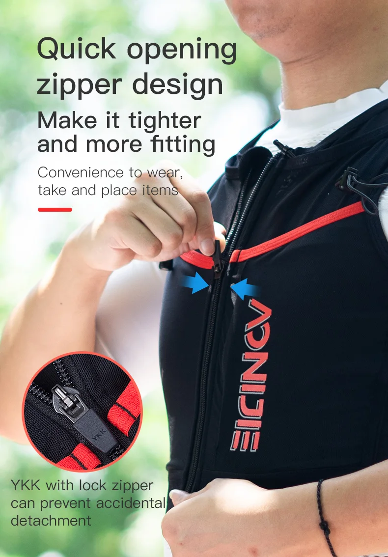 AONIJIE C9106 10L Quick Dry Sports Backpack Hydration Pack Vest Bag With Zipper For Hiking Running Marathon Race Water bag 1.5L