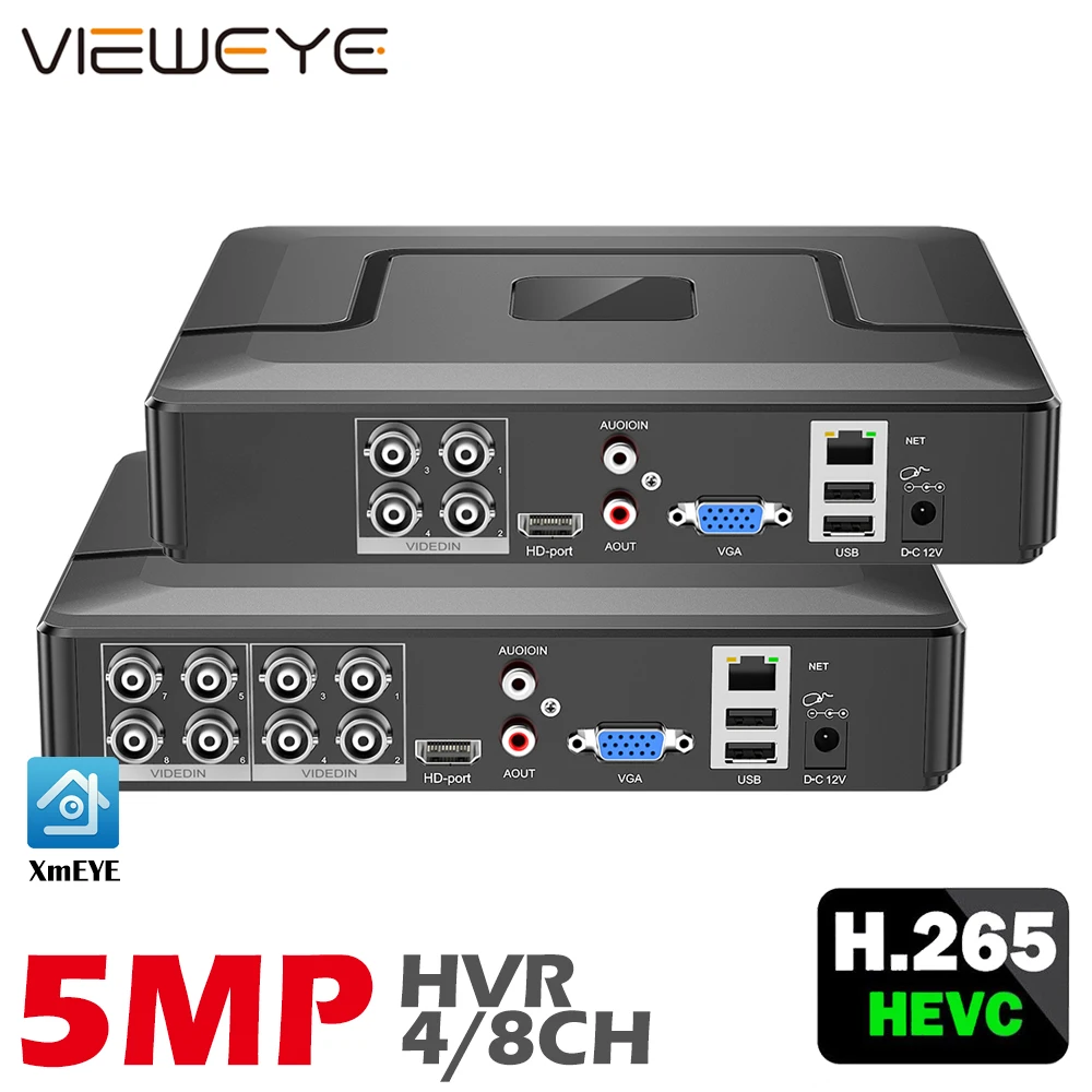 XMeye AHD аудио HVR H.265 + Hi3521D 5MP 8CH 8 канальный сетевой видеорегистратор видеонаблюдения