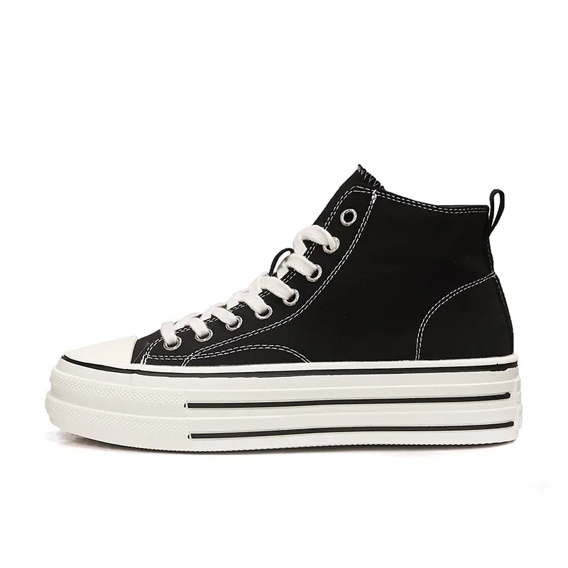 

2021 Summer Platform Canvas Shoes High Top Flat Comfortable Casual Vulcanized Shoes Chunky Sneakers Women Zapatos De Mujer