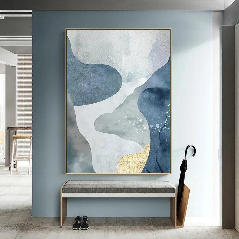 

Abstract Canvas Print Paintings Blue Pink Gold Foil Poster Morden Wall Art Pictures on Canvas Living Room Office Home Decor