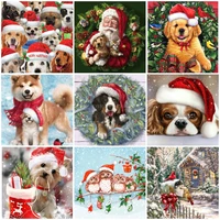 diy 5d diamond painting christmas dogs full drill with number kits home and kitchen wall decoration gifts for adults