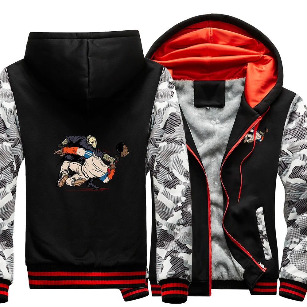 

Horror Movie Friday The 13th men's Winter Thicken Camouflage Hoodies Pullover Sweatshirts Coats Jacket Tracksuit Streetwear Tops