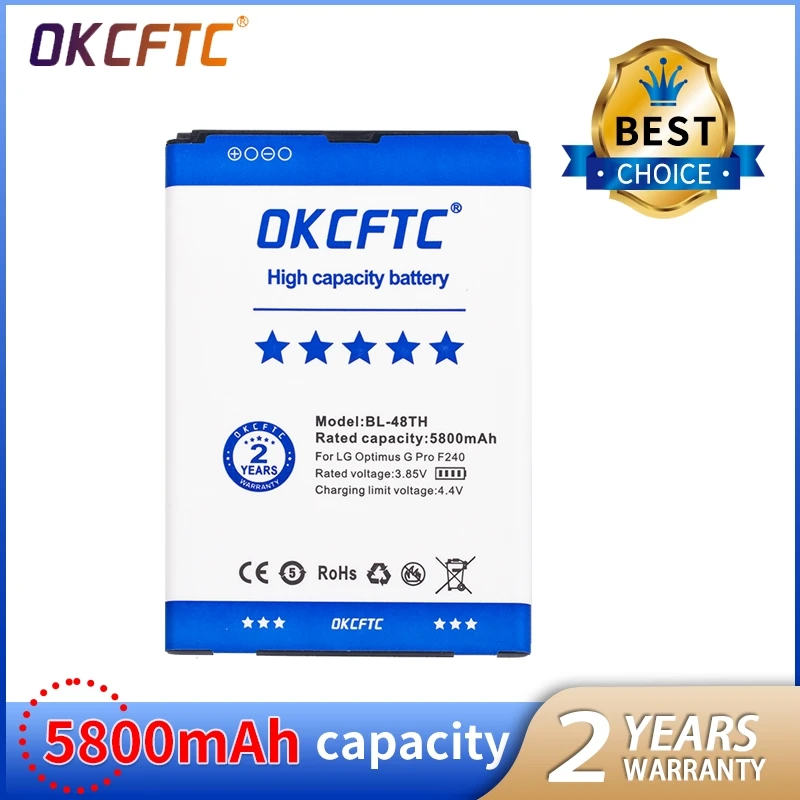 

OKCFTC 5800mAh BL-48TH BL-47TH Battery for LG Optimus G Pro F240/K E980 E988 E940 F310 D684 F240S F240L Pro 2 F350/S/L/K D837