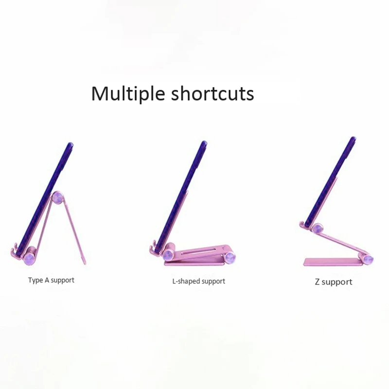 

Desktop Phone Stand Metal Foldable and Retractable Mobile Phone Live Broadcast Universal Holder with Makeup Mirror