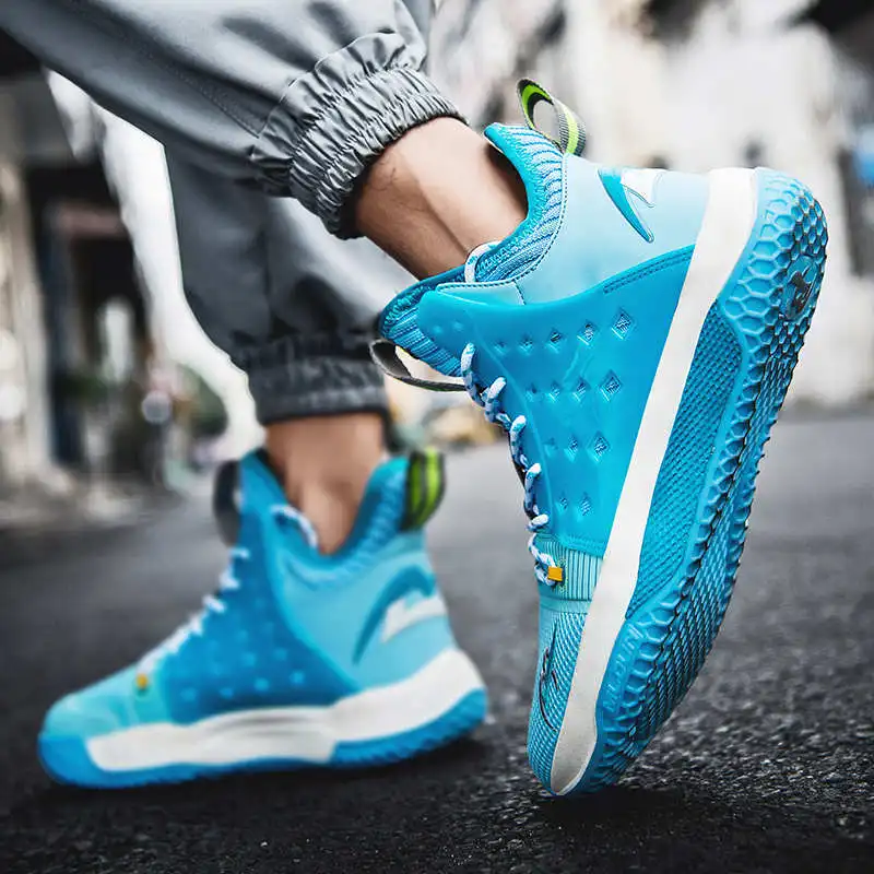 Fashion Blue Professional Men Basketball Shoes High quality Breathable Sport Shoes Sneakers Light Soft High Boots Basket Shoes