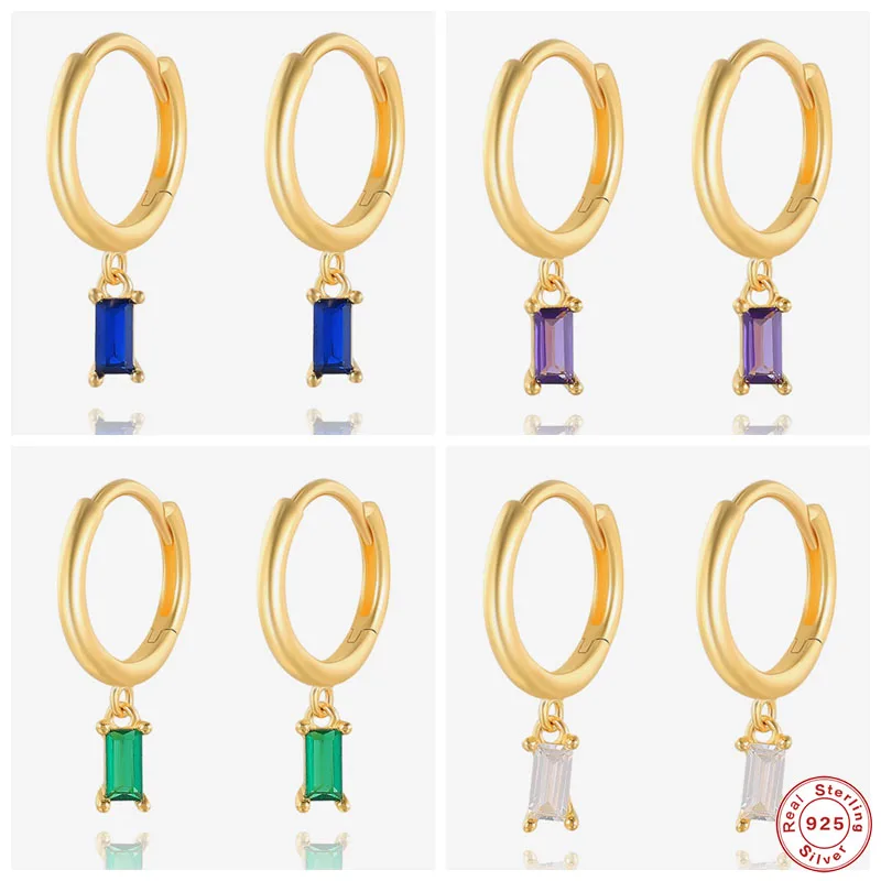 

CANNER Rainbow Color Zircon 925 Sterling Silver Hoop Ear rings for Women Round Earings pendientes plata 925 Charms Jewelry Hot