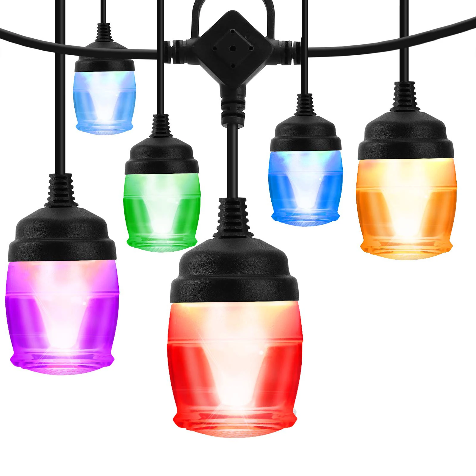 

Светодиодная гирлянсветильник RGB с 12 лампами, IP65 водонепроницаемые наружные светильники с дистанционным управлением, для сада, внутреннего...
