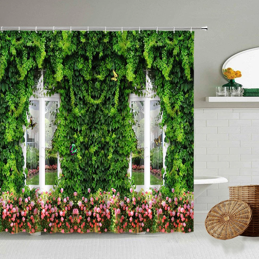 Занавески для душа с изображением бабочек и цветов настенные садовые