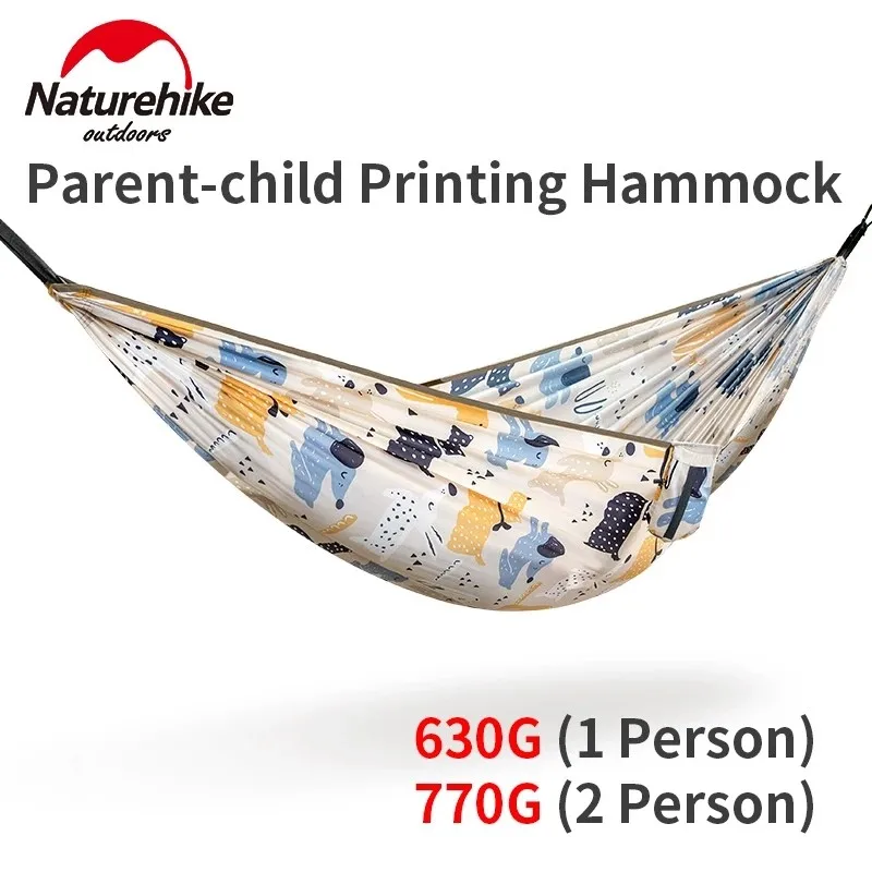 

Naturehike Hammock Anti-rollover Load-bearing 200KG Printed Parent-child Outdoor Widening 240T Swing Camping Hammock Ultralight