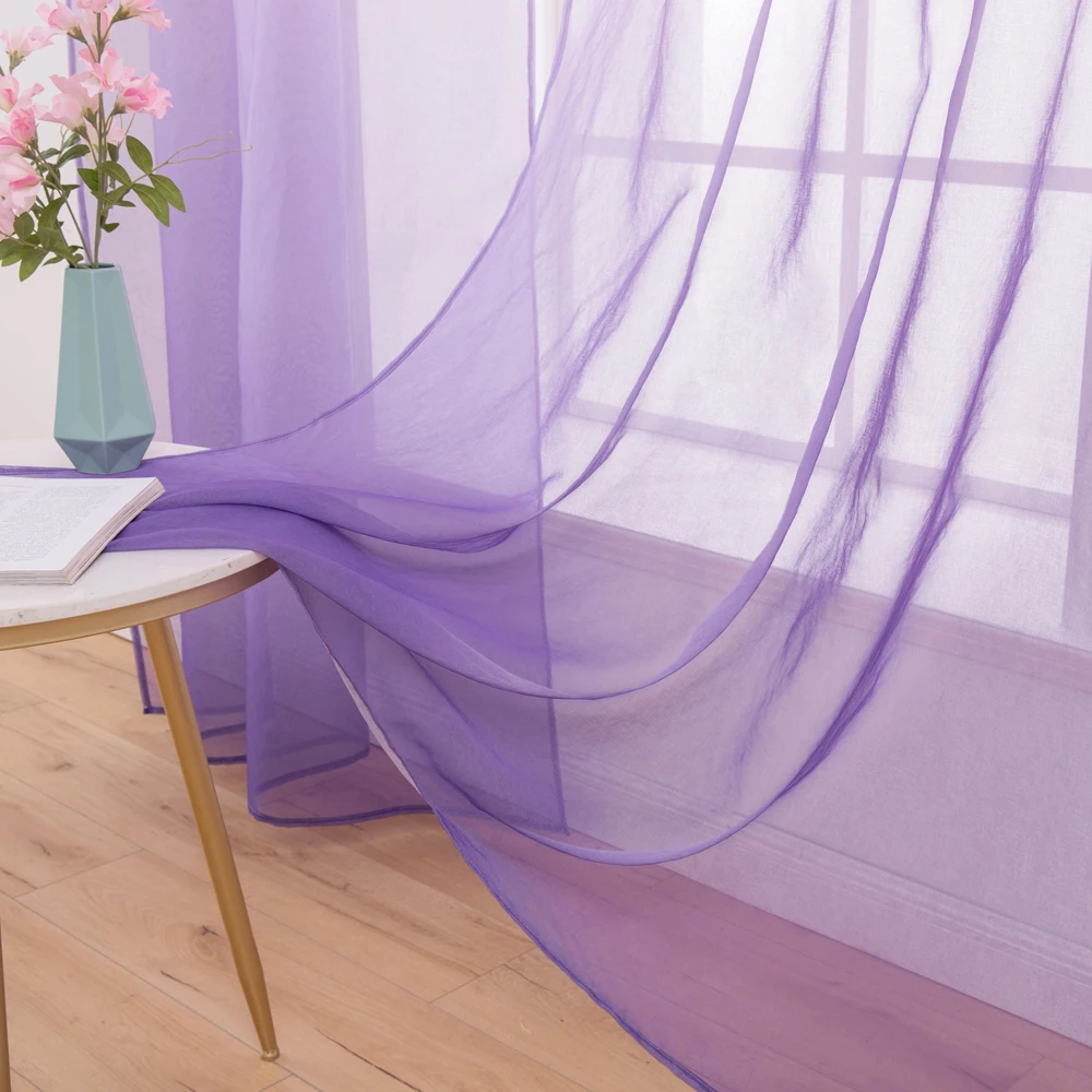 MILING Gradient Window Sheer Curtains Bedroom Valance for Living Room Tulle Voile Transparent Wedding Drapes | Дом и сад