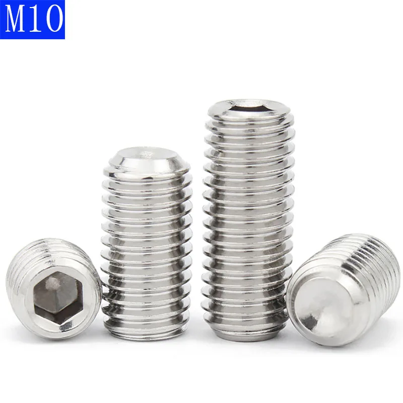 

M10 - 1.5 304 Stainless Steel Hex Socket Set Screws with Cup Point Grub Bolts DIN 916