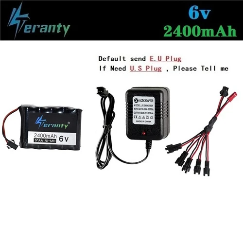 Teranty 6v 2400mah аккумуляторная батарея+ зарядное устройство для RC игрушечного автомобиля лодки пистолет Танк грузовик поезд RC модели-роботы 6v Ni-MH аккумулятор - Цвет: Зеленый