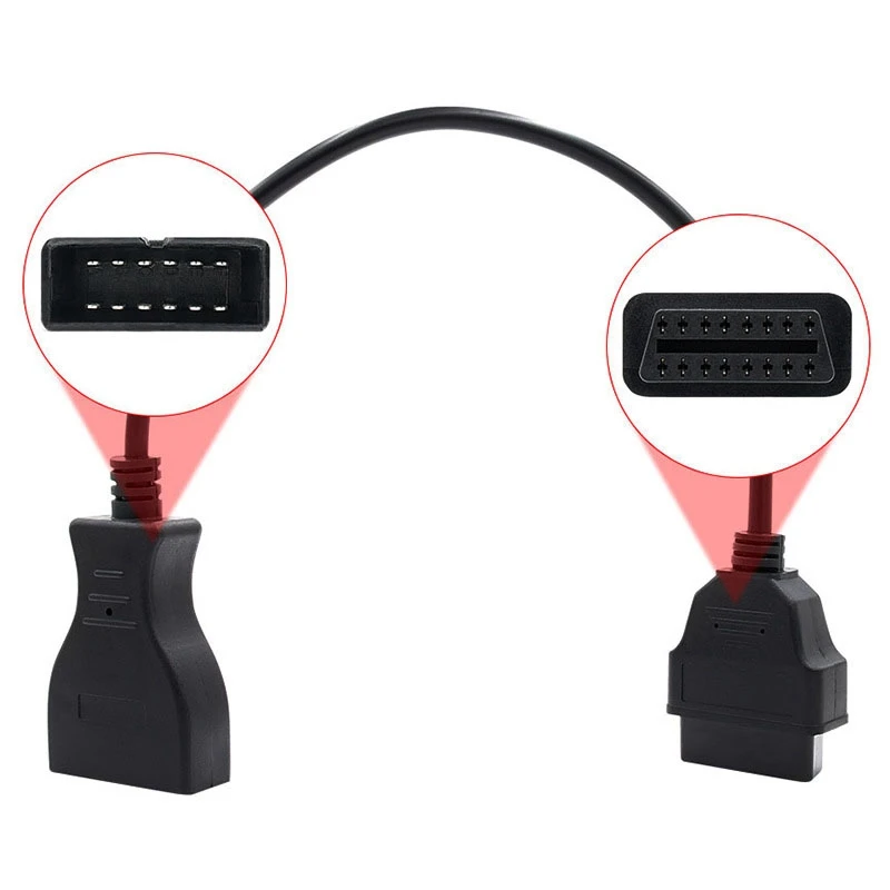 

12 Pin to 16 Pin Female OBD1 OBD2 OBD-II Adapter Connector for GM Vehicles, Car Motor Diagnostic Tool Cable