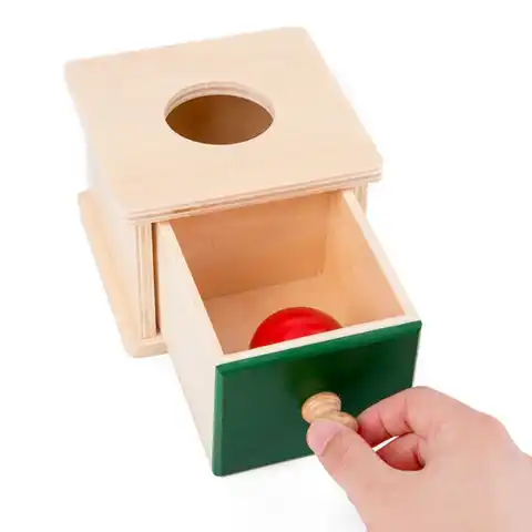 Младенческой малыша деревянные монеты мяч соответствующая коробка Монтессори инструменты для детские, для малышей 63HE