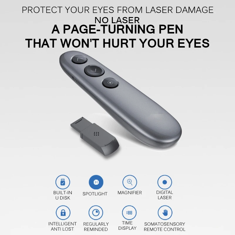 Серый H100 Точечный светильник Беспроводной лазерная указка ведущий Air Мышь TF