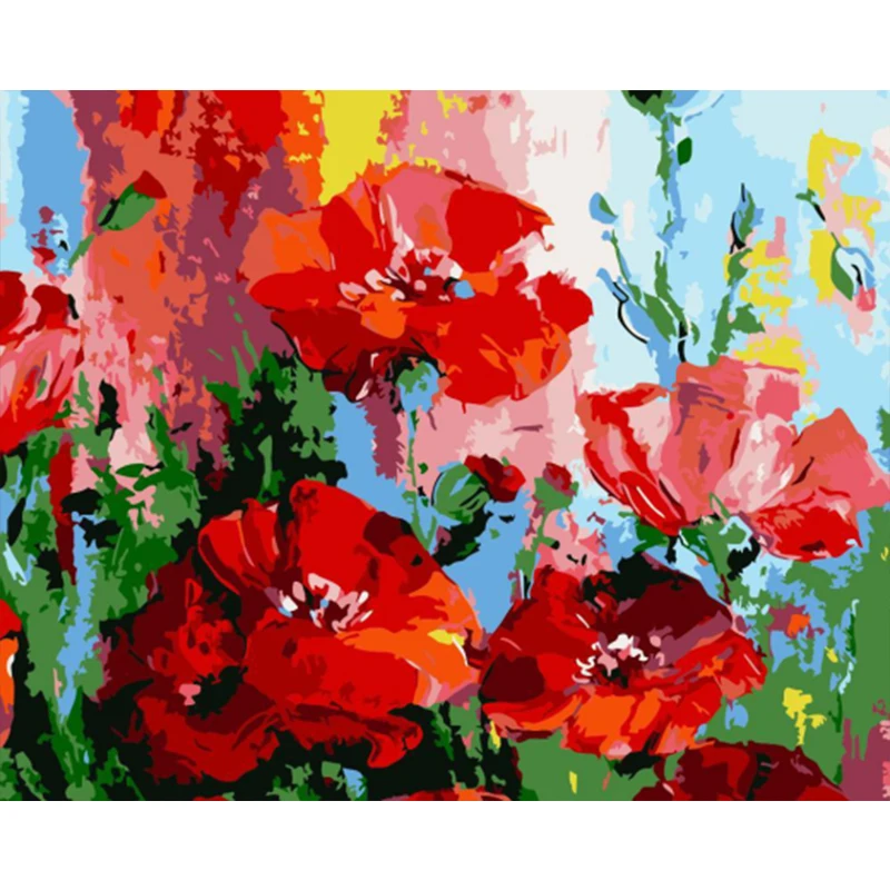 

Paint By Number Flower Drawing On Canvas HandPainted Painting Art Gift DIY Pictures By Number Flowers Kits Home Decor