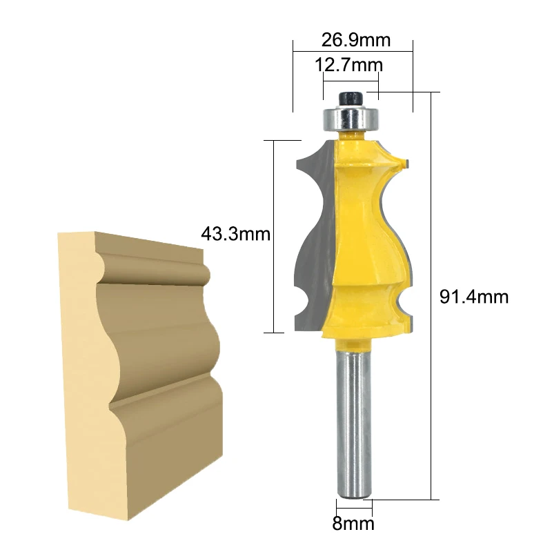 LA VIE 10pcs 8mm Shank Architectural Molding Handrail Router Bits Set Casing Base CNC Line Woodworking Cutters Face Mill MC02070 |