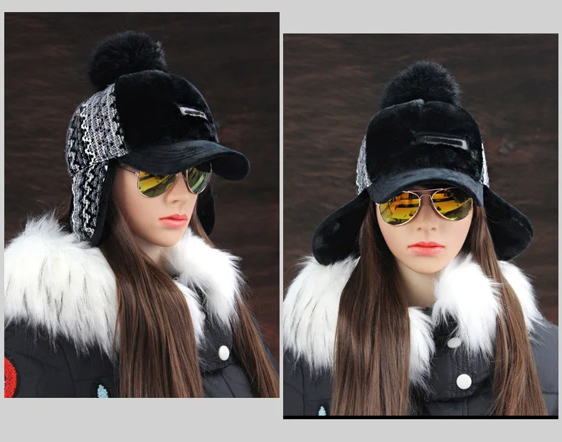 Хепберн бренд плюс толстый бархат русский хлопок необходимо шапка взрослый зимний теплый пушистый помпон шляпа Мужская/женская шапка-бомбер ушанка