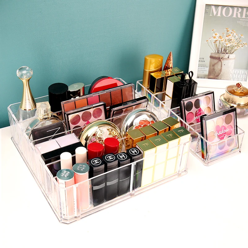 

PS Plastic Makeup Organizer CC Cream Storage Box Clarity Cosmetic Makeup Holder Vanity Cabinet Powder Display Shelf