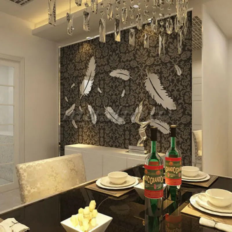 8 шт./компл. съемные зеркальные настенные наклейки с перьями для дома Переводные
