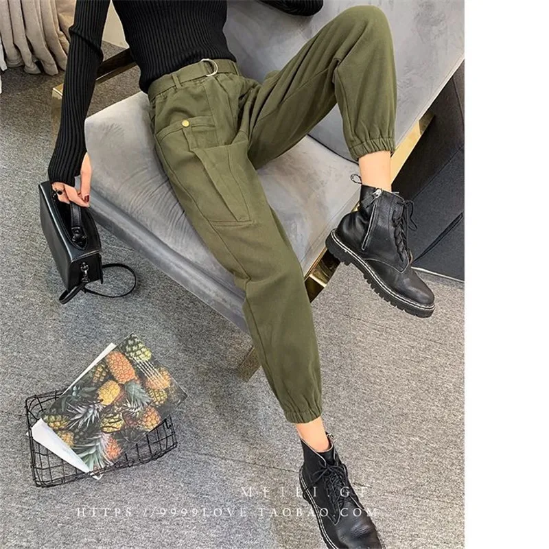 

High Waist Streetwear Black Cargo Pants Big Pocket joggers women vintage Loose Harem Pants Trousers Sweatpants Ladies Harajuku