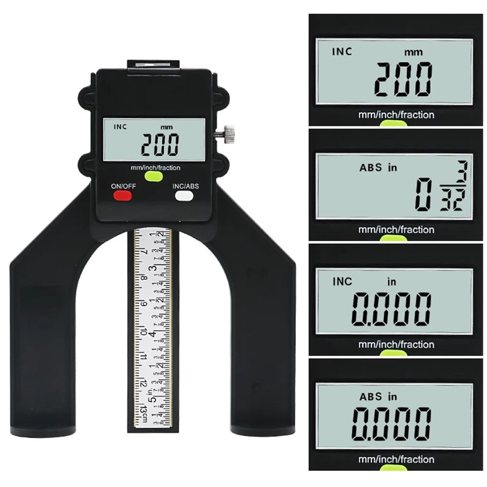 

1 Pcs Digital Depth Gauge Tread Depth Gauge Tester Measure Tool LCD Magnetic Self Standing Aperture 80mm Hand Routers Tools