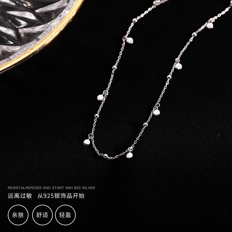 

Real 925 Sterling Silver Geometric Round Choker Necklace for Fashion Women Minimalist Fine Jewelry Cute Accessories Gift