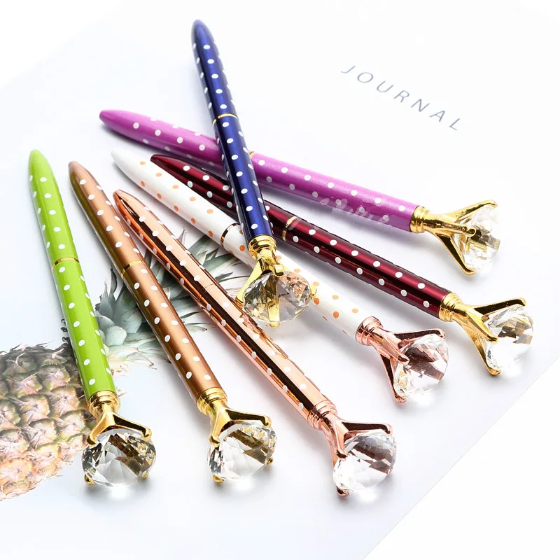 Ручка перьевая металлическая со стразами большой карандаш с драгоценным камнем