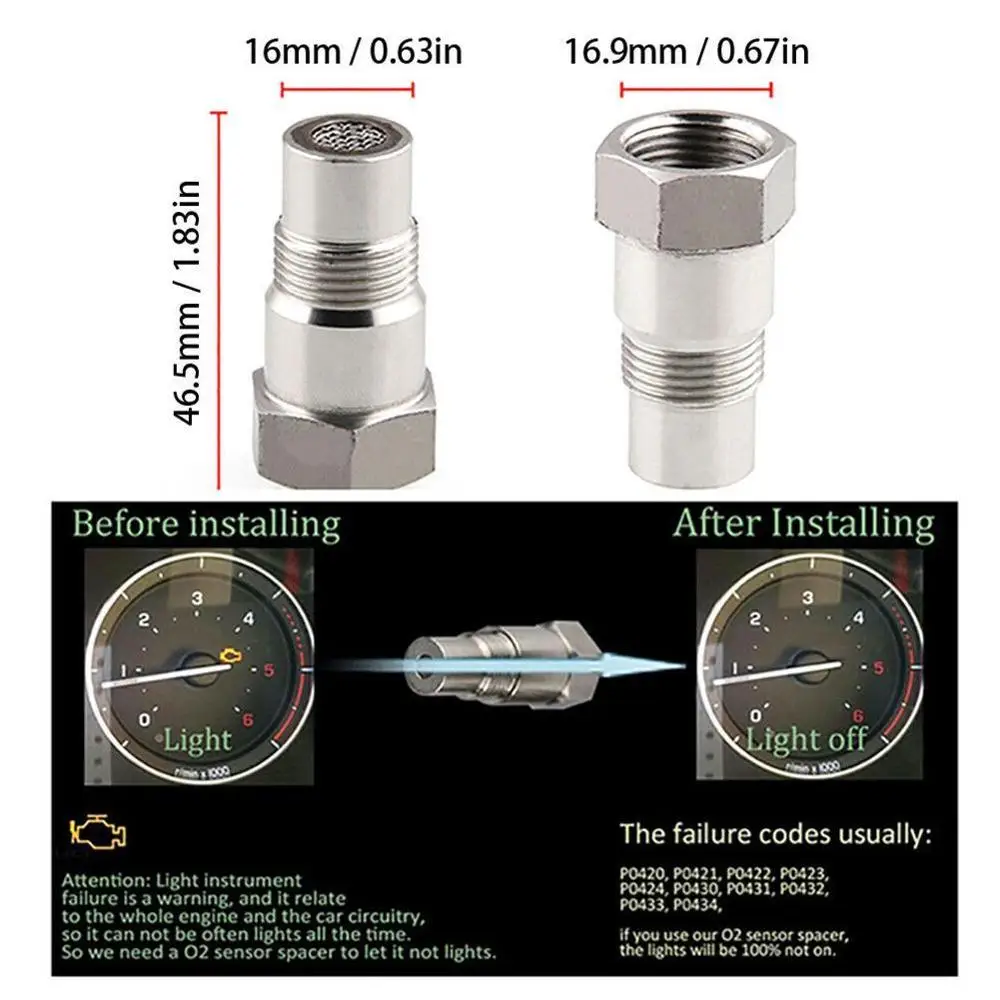 

Car Oxygen O2 Sensor Adapter CEL Fix Check Engine Light Extender M18*1.5 Eliminator Adapter Test Pipe Fitting Eliminator D0T8