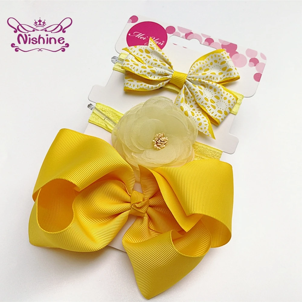 

Бант Nishine 3 шт./лот из корсажной ленты, повязка для волос принцессы, милые цветы ручной работы, повязка на голову для младенцев, детские головные уборы, аксессуары для волос