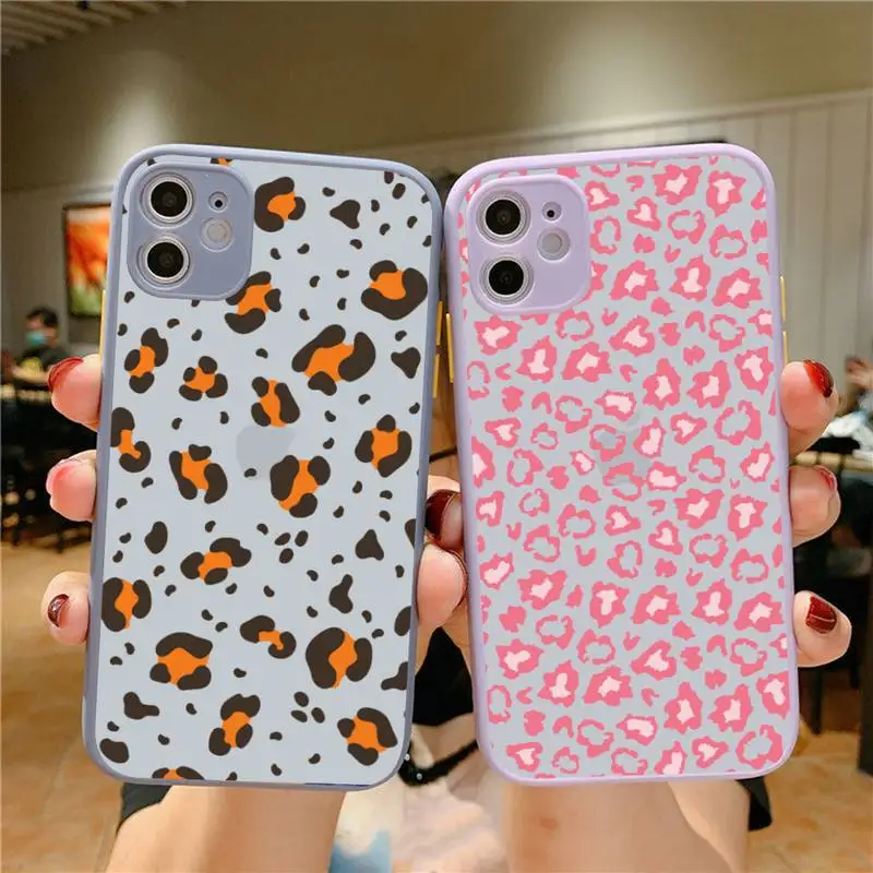 

Yinuoda Fashion Leopard Pattern Phone Case for iPhone 7 8 Plus X XR XS 11 12 pro MAX Translucent Matte Shockproof Cover