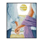 Наборы для вышивки крестиком, штампованная вышивка, Стартовые наборы для начинающих, сделай сам, 11CT, 3 нити-синяя любовь 9,9x11,1 (дюйма)