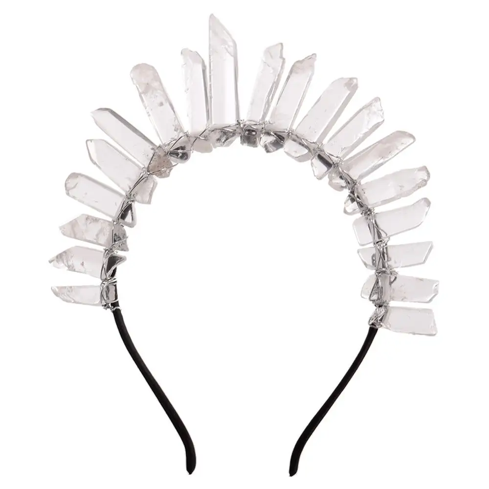 Raw Crystal Headpiece Quartz Tiara Mermaid Crown Wedding Bridal Headband Headdress | Hair Claw