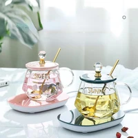 55%c2%b0 constant temperature mug water cup glass with spoon cover couple kettle home milk breakfast coffee jug flower tea drinkware