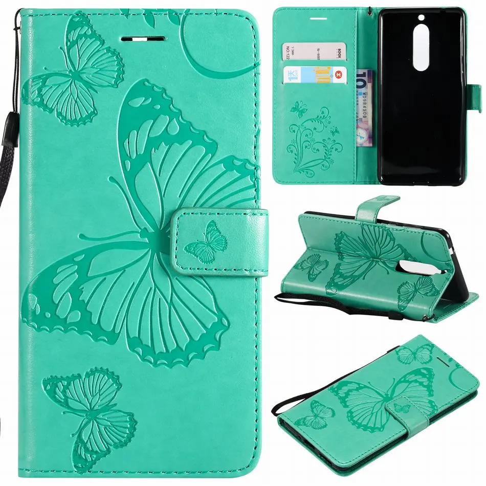 Capa Butterfly Frame For Nokia 3 5 2017 2 6 2018 2.1 3.1 5.1 6.1 Card Slot Book Case Leather Cover Flip Fundas DP06Z | Мобильные