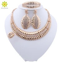 fine jewelry set for women fashion crystal wedding gold color necklace earrings bracelet rings sets costume accessories