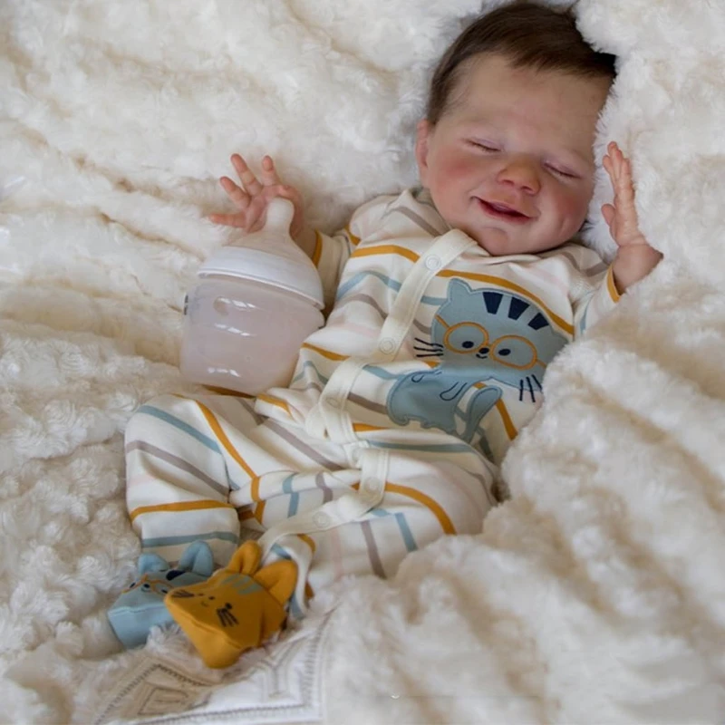 

22" Unpainted realistic Doll Kits, Silicone sleeping Dolls with Cloth and Body parts, DIY Newborn Dolls for Boys Girls