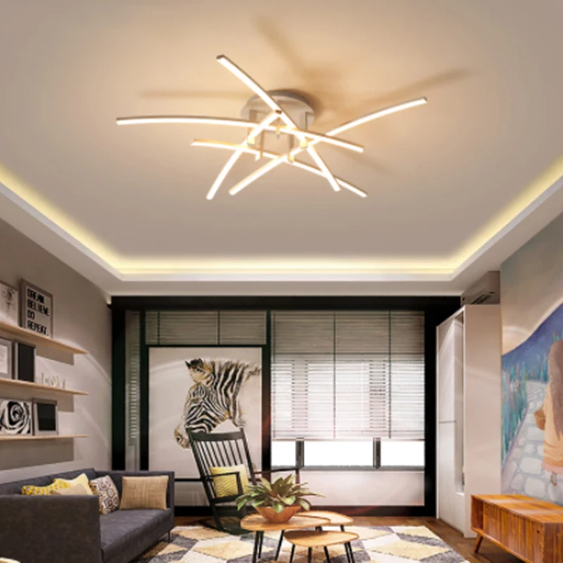 

Nordic Led Ceiling Lamp Linear For home Living Bedroom Modern Minimalist Lighting Office Building Exhibition Hall Light Fixture