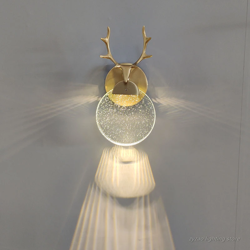 

Nordic Antler Crystal Led Wall Lamps Living Room Indoor Decor Lighting Wall Decoration Villa Stairs Light Fixture Led Wall Light