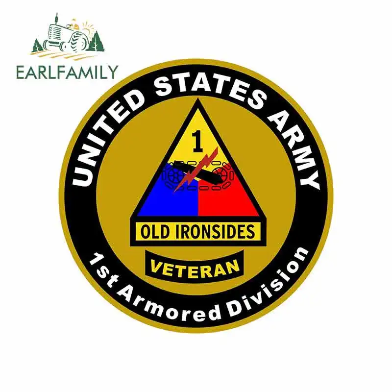 

EARLFAMILY 13cm x 13cm for United States Army Veteran 1st Armored Division Sign Car Stickers Vinyl Bumper Trunk Truck Graphics