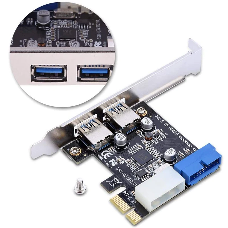 En-Labs 4 порта PCIE PCI-e к USB 3 0 (2 x Тип A + 20 Pin внутренний) расширительный концентратор PCI
