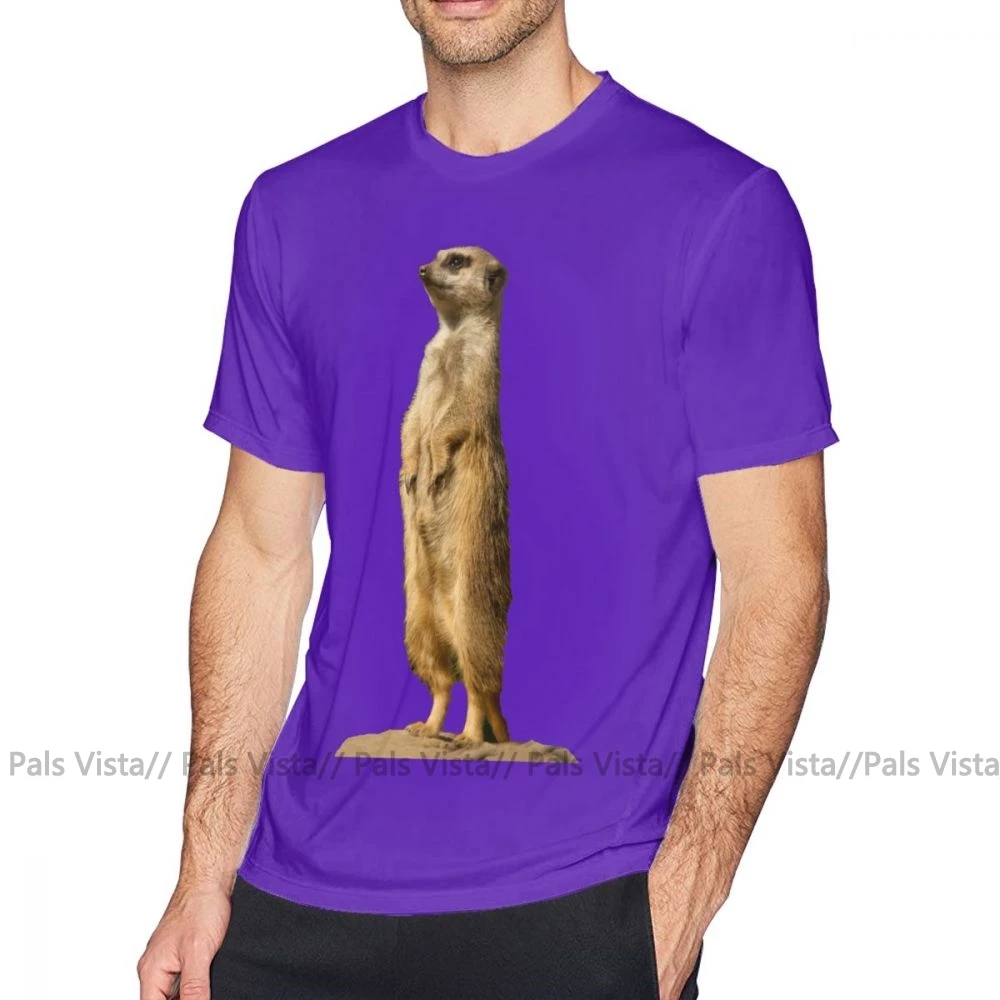 Футболка Meerkat, футболка Meerkat, 100 хлопок, потрясающая футболка, Мужская футболка с принтом, большой размер, короткий рукав, Пляжная футболка - Цвет: Фиолетовый