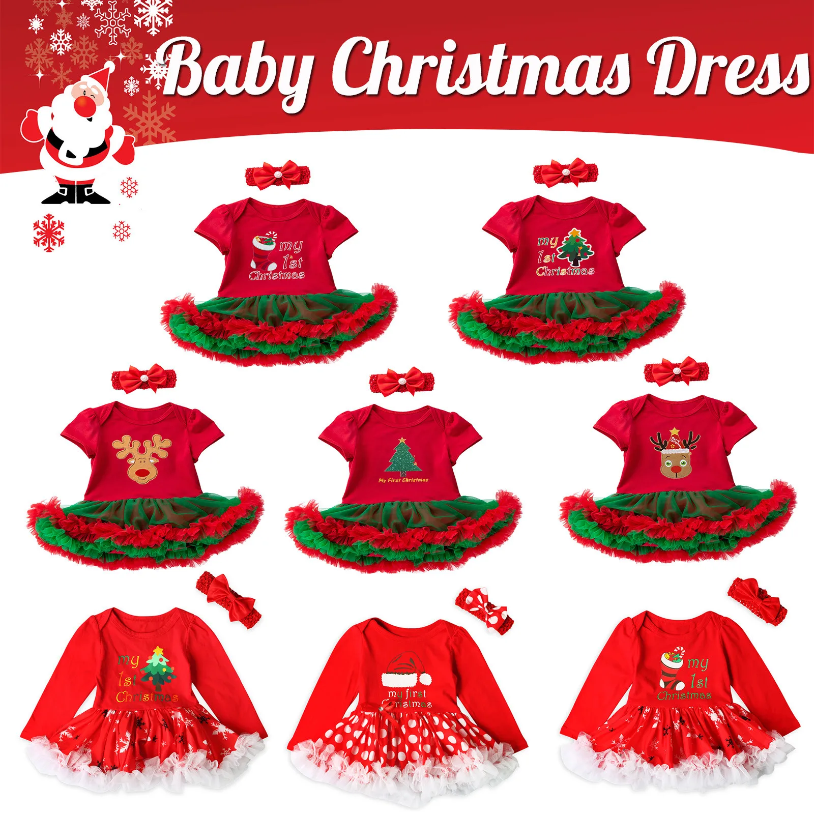 

Toddler Sets Kid Baby Girl 2020 Fashion Autumn Winter Print O-Neck Short Sleeve Christmas Skirt Headband Clothes Children