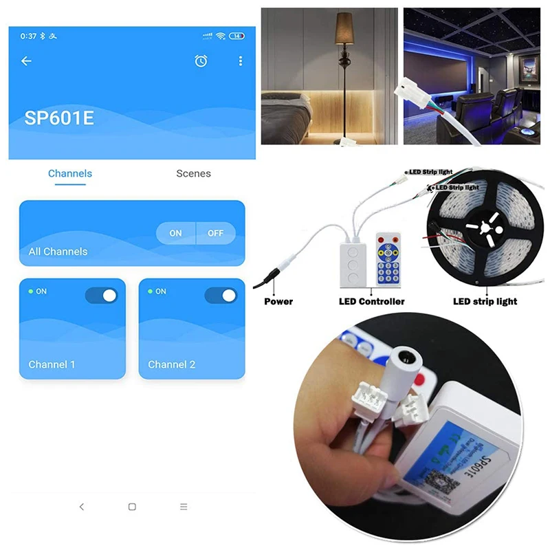 SP601E двойной сигнал Выход Bluetooth светодиодный музыкальный контроллер для пиксель