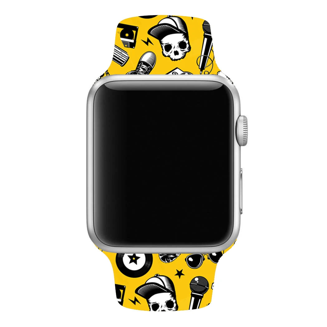 Силиконовый напечатанный Рождественский подарок ремешок для Apple watch 5 4 3 2 1 полосы 40 мм 44 мм цветочный ремешок для iWatch серии 5 4 3 2 38 мм 42 мм