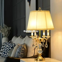 nordic modern newly d40cm h75cm led golden alloy crystal table light desk light wedding candelabra for table lamp ac lighting