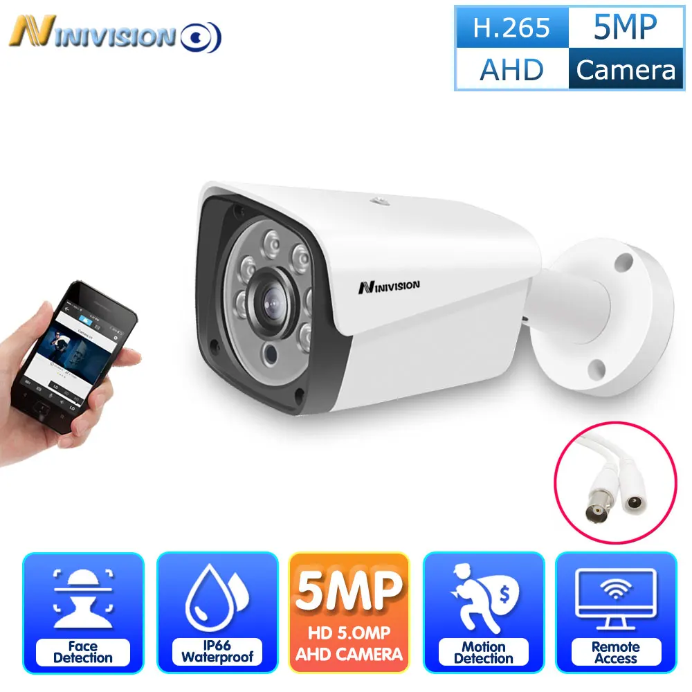 

Face Detection H.265 H.264 5MP AHD Camera Security Indoor Outdoor Camera Weatherproof CCTV Camera 6*Array Leds Night Vision