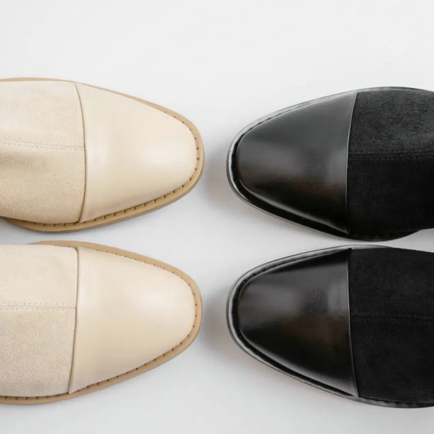 Женские замшевые ботинки QUTAA зимние повседневные из коровьей кожи на среднем