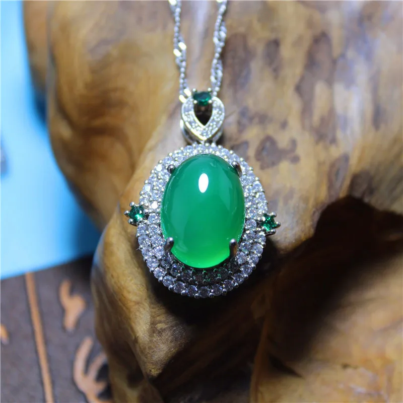 

Оптовая продажа, модные ювелирные изделия Liemjee, ожерелье из циркония с зеленым агатом, инкрустированное фианитом, Очаровательное украшение ...